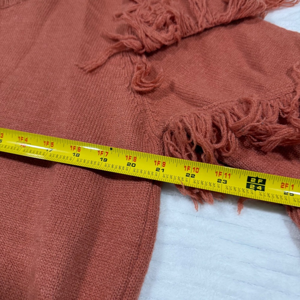 Vine & Love Rust Orange Fringe Sleeve Crewneck Sweater Womens Large - Picture 5 of 7